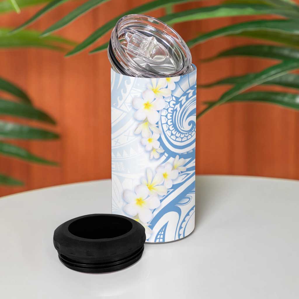 Palau 1981 Tribal Tattoo 4 in 1 Can Cooler Tumbler with Belau Plumeria Flowers LT9 - Polynesian Pride