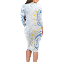 Palau 1981 Tribal Tattoo Family Matching Long Sleeve Bodycon Dress and Hawaiian Shirt with Belau Plumeria Flowers LT9 - Polynesian Pride