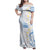 Palau 1981 Tribal Tattoo Family Matching Off Shoulder Maxi Dress and Hawaiian Shirt with Belau Plumeria Flowers