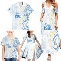 Palau 1981 Tribal Tattoo Family Matching Summer Maxi Dress and Hawaiian Shirt with Belau Plumeria Flowers LT9 - Polynesian Pride