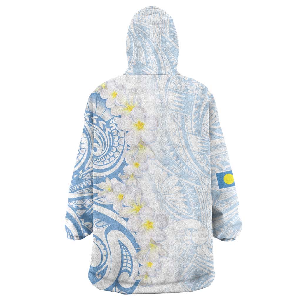 Palau 1981 Tribal Tattoo Wearable Blanket Hoodie with Belau Plumeria Flowers LT9 - Polynesian Pride