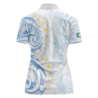 Palau 1981 Tribal Tattoo Women Polo Shirt with Belau Plumeria Flowers LT9 - Polynesian Pride