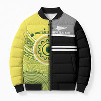 Custom Cricket AUNZ Spirit Bomber Puffer Jacket Aussie New Zealand Retro Edition - Polynesian Pride