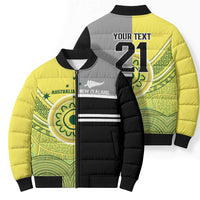 Custom Cricket AUNZ Spirit Bomber Puffer Jacket Aussie New Zealand Retro Edition - Polynesian Pride