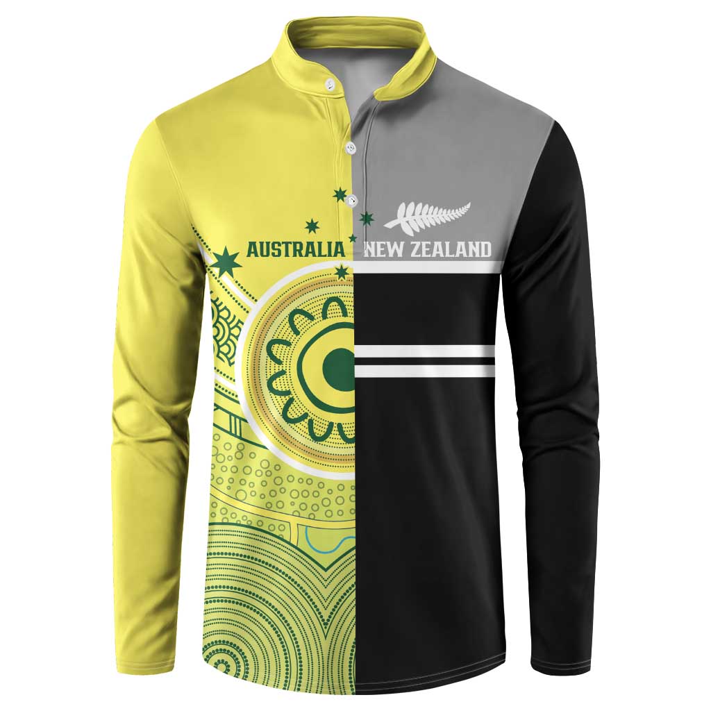 Custom Cricket AUNZ Spirit Button Sweatshirt Aussie New Zealand Retro Edition - Polynesian Pride