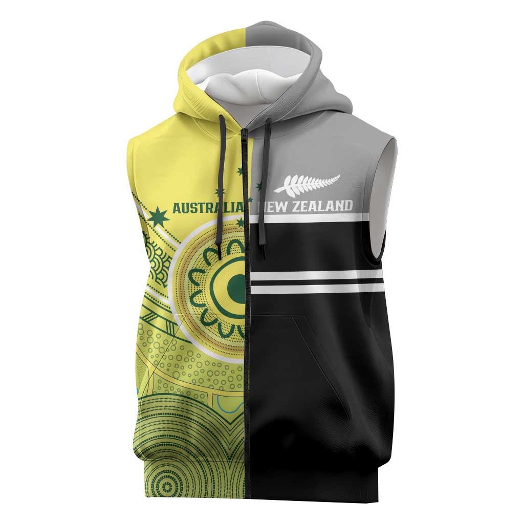 Custom Cricket AUNZ Spirit Sleeveless Zip Hoodie Aussie New Zealand Retro Edition - Polynesian Pride