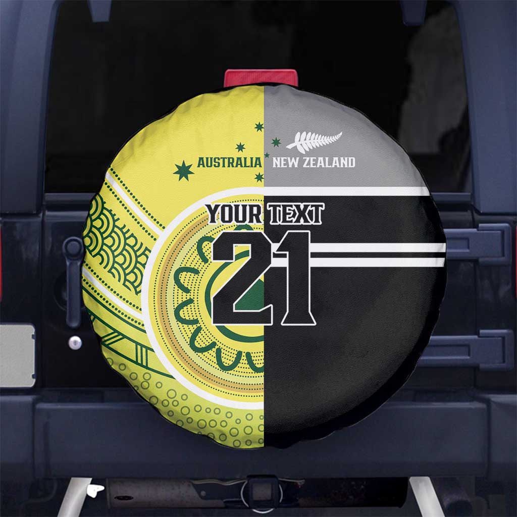 Custom Cricket AUNZ Spirit Spare Tire Cover Aussie New Zealand Retro Edition LT9 No hole Black - Polynesian Pride