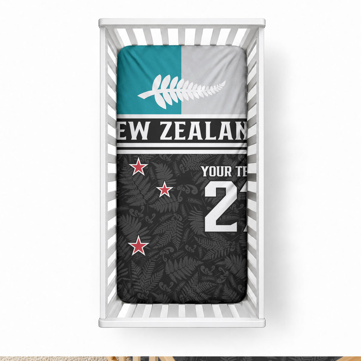 Custom NZ Cricket Pride Baby Bed Cover Silver Fern Fan Supporter Apparel LT9 28 × 52 in Black - Polynesian Pride