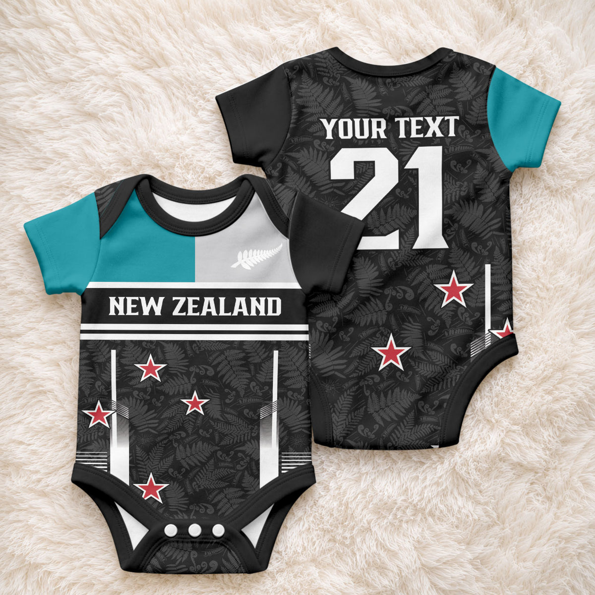 Custom NZ Cricket Pride Baby Onesie Silver Fern Fan Supporter Apparel LT9 - Polynesian Pride