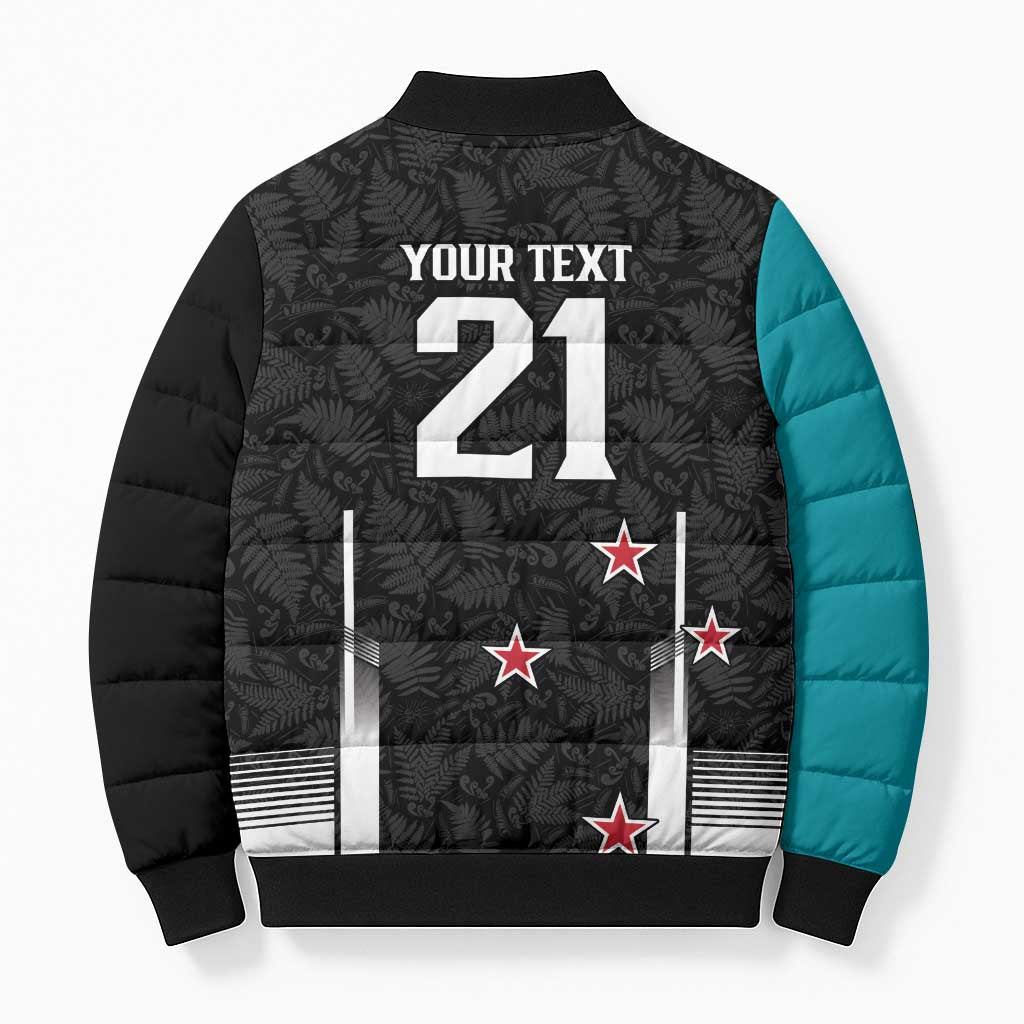 Custom NZ Cricket Pride Bomber Puffer Jacket Silver Fern Fan Supporter Apparel - Polynesian Pride