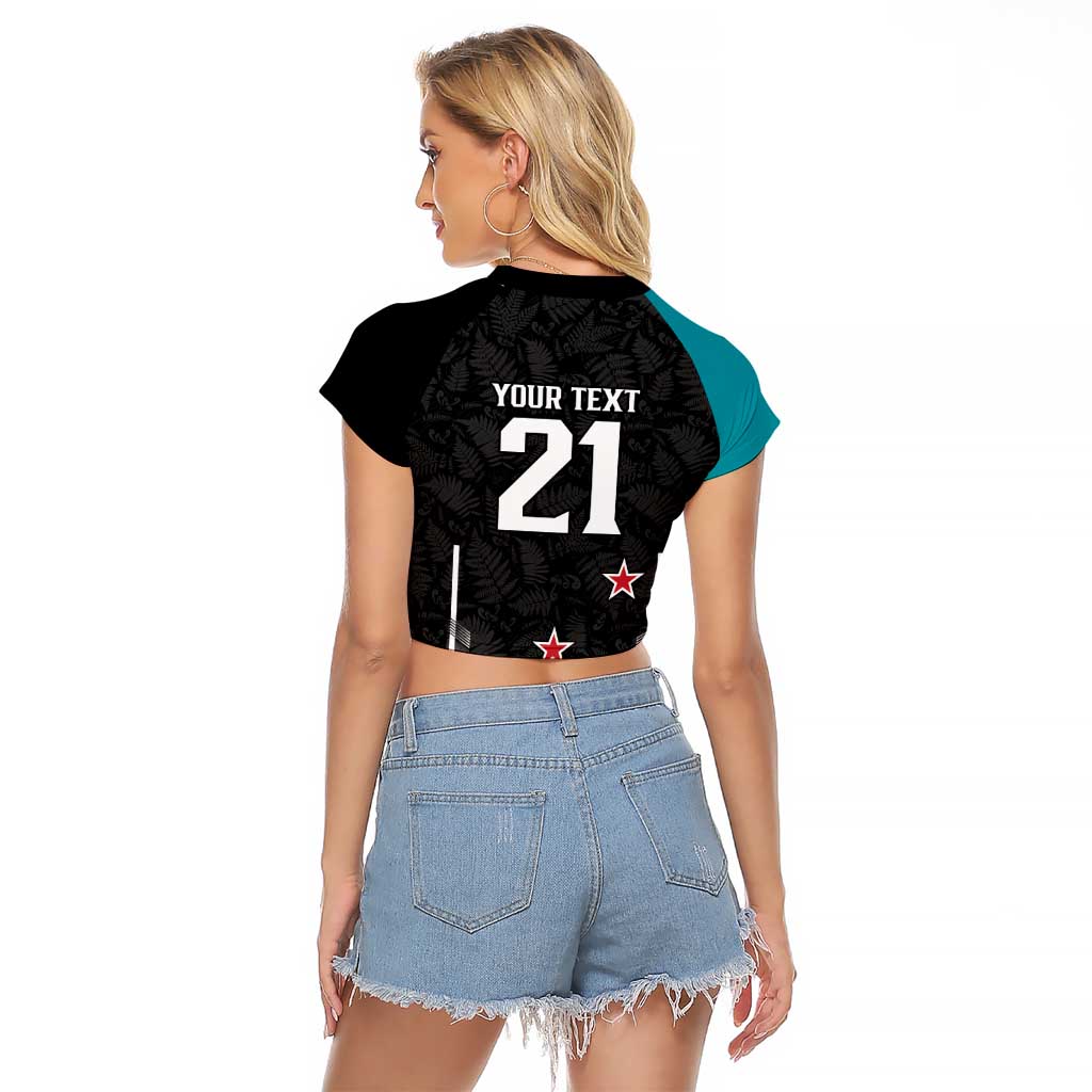Custom NZ Cricket Pride Raglan Cropped T Shirt Silver Fern Fan Supporter Apparel - Polynesian Pride