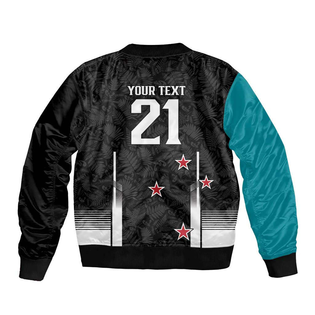 Custom NZ Cricket Pride Sleeve Zip Bomber Jacket Silver Fern Fan Supporter Apparel - Polynesian Pride