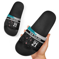 Custom NZ Cricket Pride Slide Sandals Silver Fern Fan Supporter Apparel - Polynesian Pride