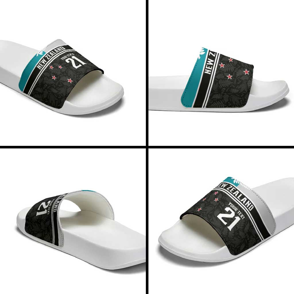 Custom NZ Cricket Pride Slide Sandals Silver Fern Fan Supporter Apparel - Polynesian Pride