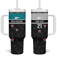 Custom NZ Cricket Pride Tumbler With Handle Silver Fern Fan Supporter Apparel LT9 One Size: 40 oz Black - Polynesian Pride