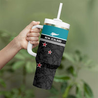 Custom NZ Cricket Pride Tumbler With Handle Silver Fern Fan Supporter Apparel LT9 - Polynesian Pride