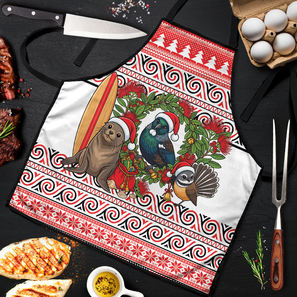 New Zealand Animal Christmas Apron Maori Inspired Kowhaiwhai Patterns LT9 Red - Polynesian Pride