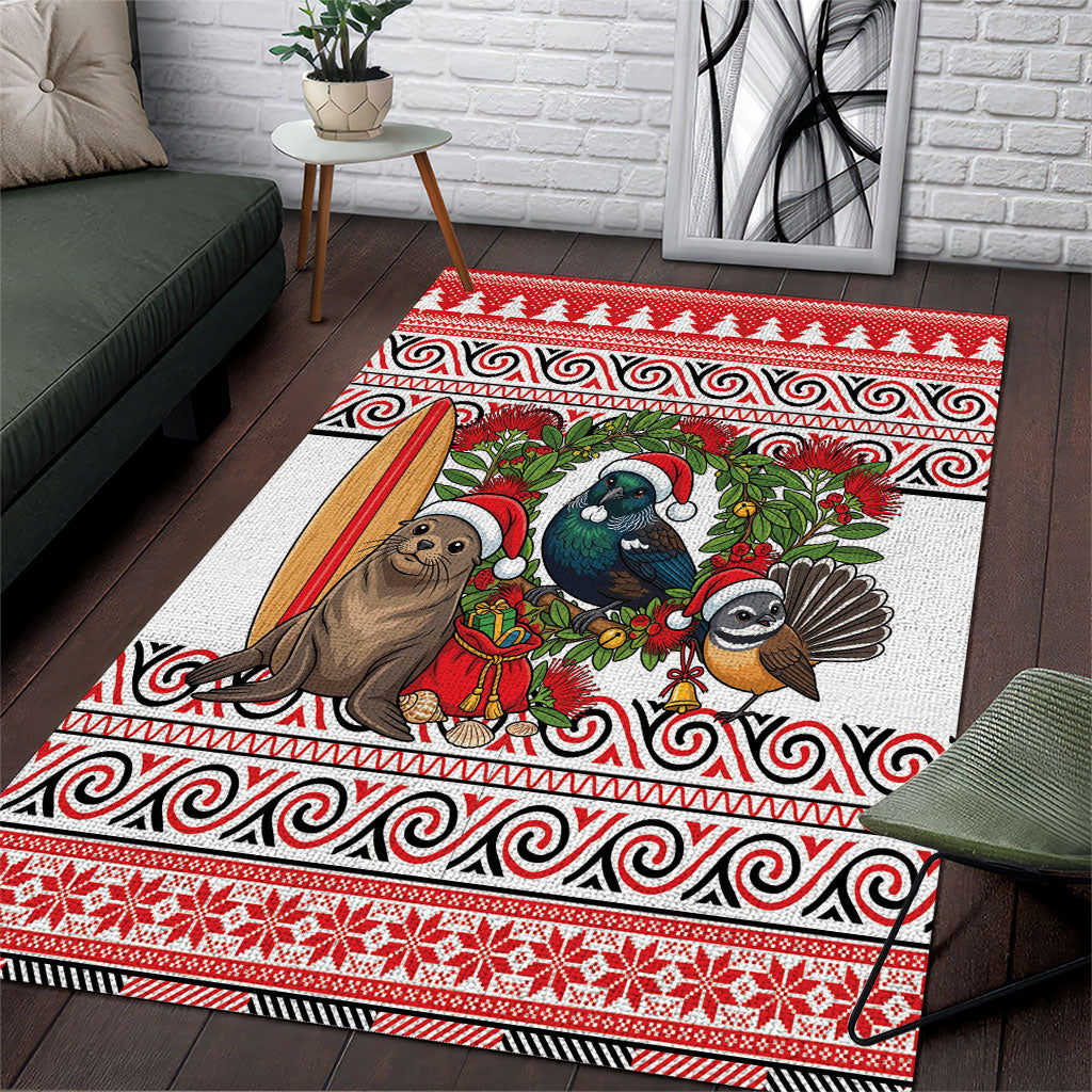 New Zealand Animal Christmas Area Rug Maori Inspired Kowhaiwhai Patterns