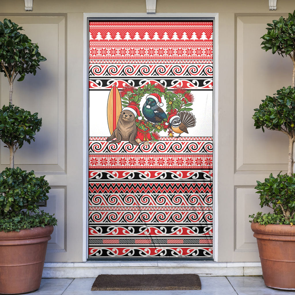 New Zealand Animal Christmas Door Cover Maori Inspired Kowhaiwhai Patterns LT9 Red - Polynesian Pride