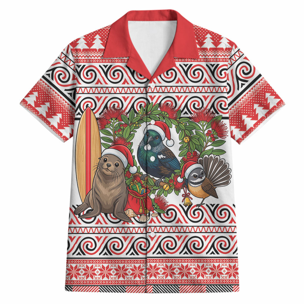 New Zealand Animal Christmas Hawaiian Shirt Maori Inspired Kowhaiwhai Patterns LT9 Red - Polynesian Pride