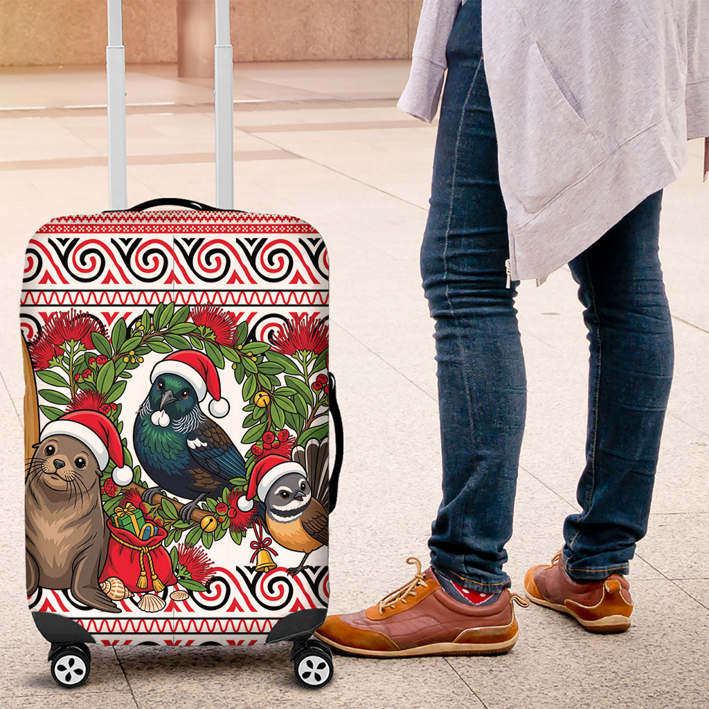 New Zealand Animal Christmas Luggage Cover Maori Inspired Kowhaiwhai Patterns LT9 Red - Polynesian Pride