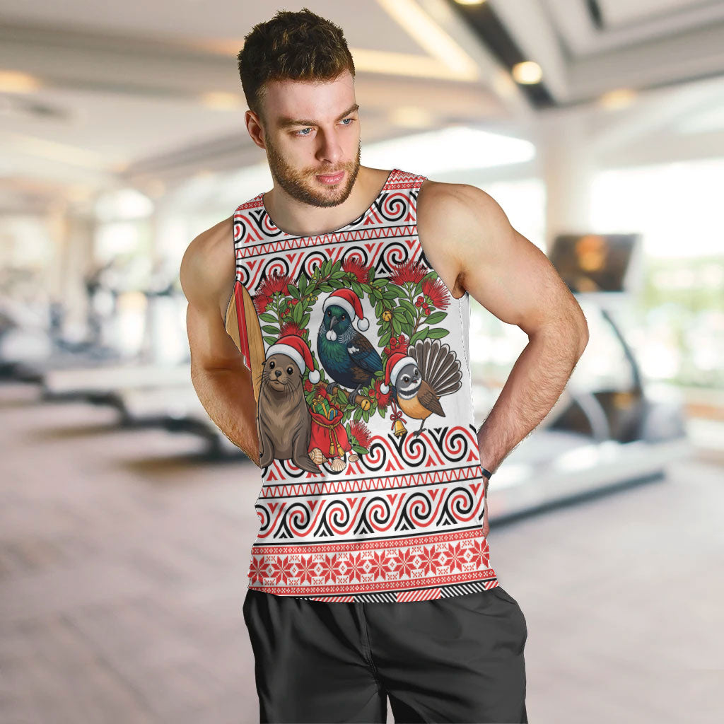 New Zealand Animal Christmas Men Tank Top Maori Inspired Kowhaiwhai Patterns