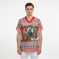 New Zealand Animal Christmas Scrub Top Maori Inspired Kowhaiwhai Patterns LT9 - Polynesian Pride