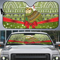 New Zealand Kakapo Christmas Auto Sun Shade Maori Inspired Knitted Patterns LT9 Green - Polynesian Pride