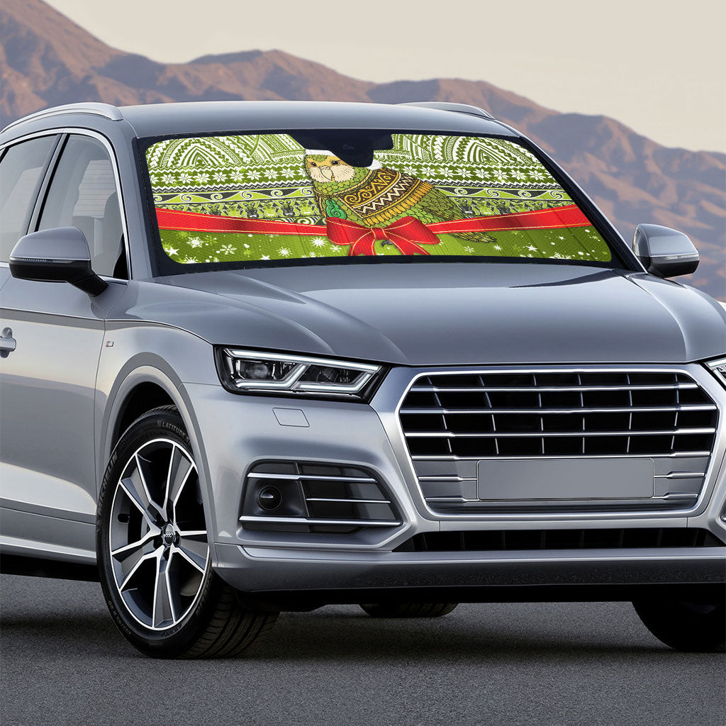 New Zealand Kakapo Christmas Auto Sun Shade Maori Inspired Knitted Patterns LT9 - Polynesian Pride