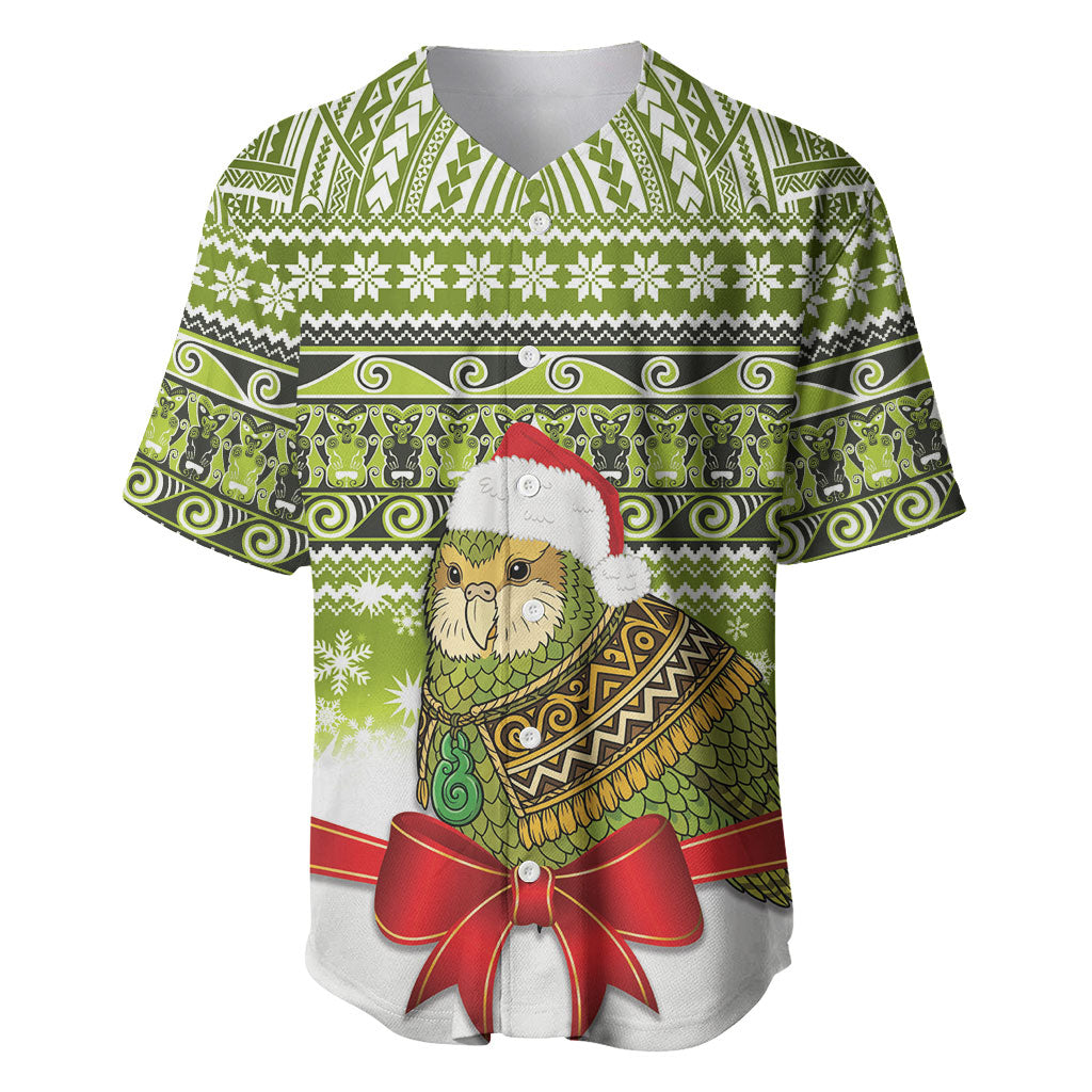 New Zealand Kakapo Christmas Baseball Jersey Maori Inspired Knitted Patterns LT9 Green - Polynesian Pride
