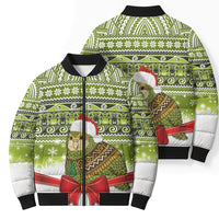 New Zealand Kakapo Christmas Bomber Puffer Jacket Maori Inspired Knitted Patterns LT9 - Polynesian Pride
