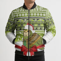 New Zealand Kakapo Christmas Bomber Puffer Jacket Maori Inspired Knitted Patterns LT9 - Polynesian Pride