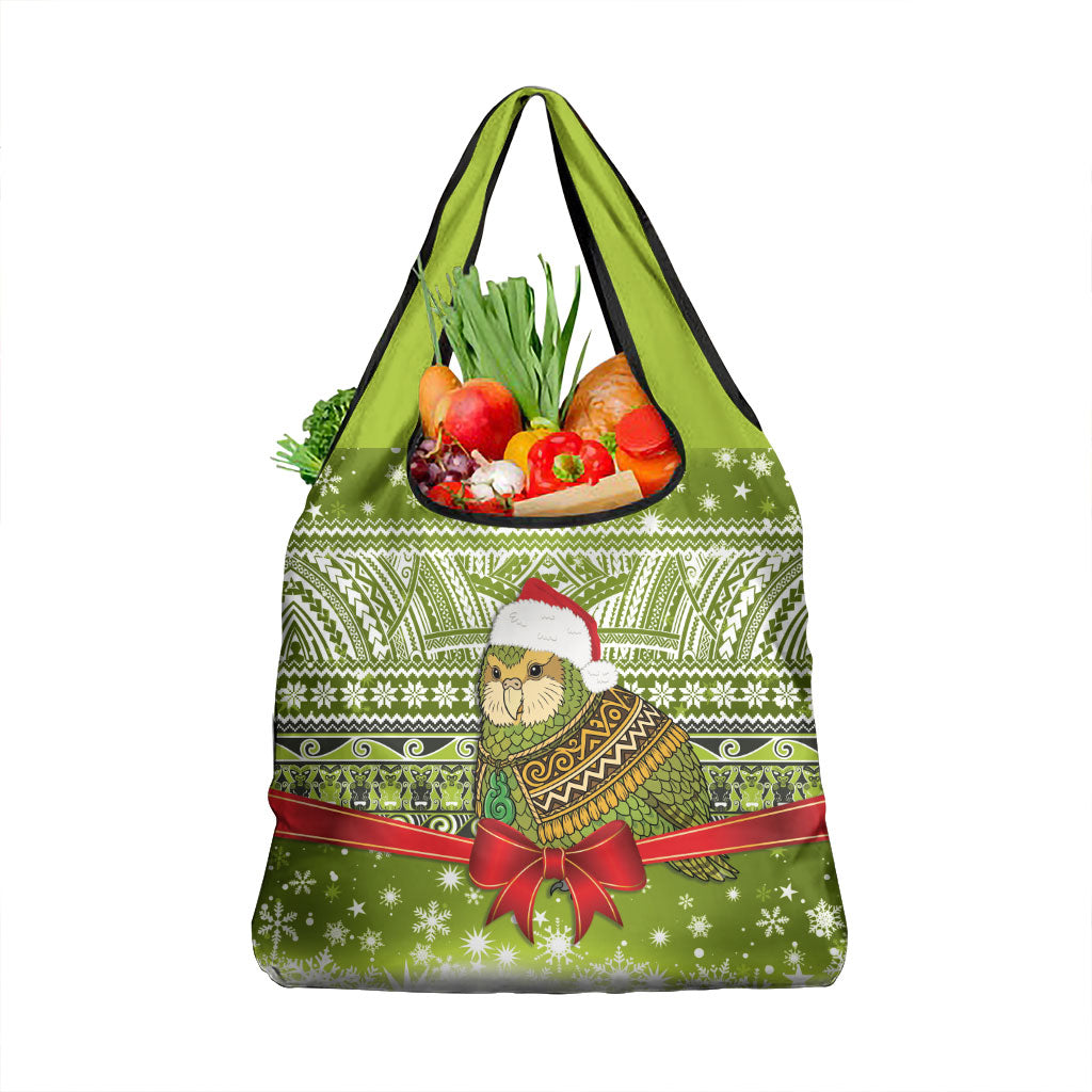 New Zealand Kakapo Christmas Grocery Bag Maori Inspired Knitted Patterns LT9 1-pack One Size Green - Polynesian Pride