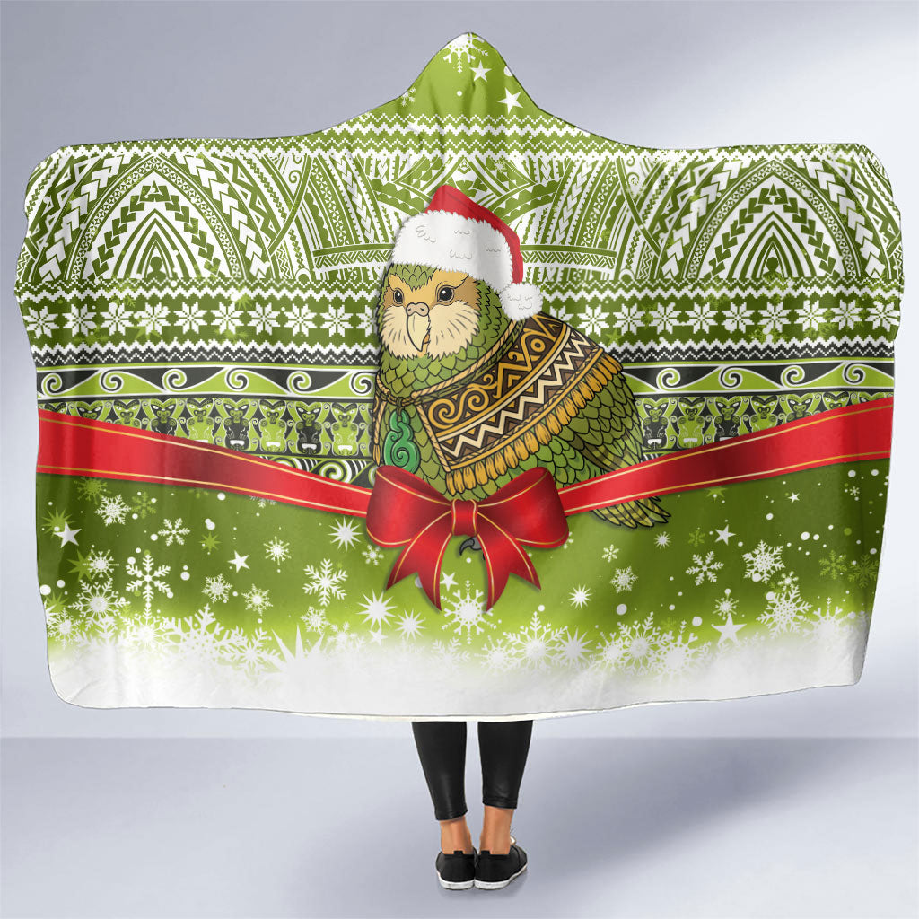 New Zealand Kakapo Christmas Hooded Blanket Maori Inspired Knitted Patterns LT9 One Size Green - Polynesian Pride