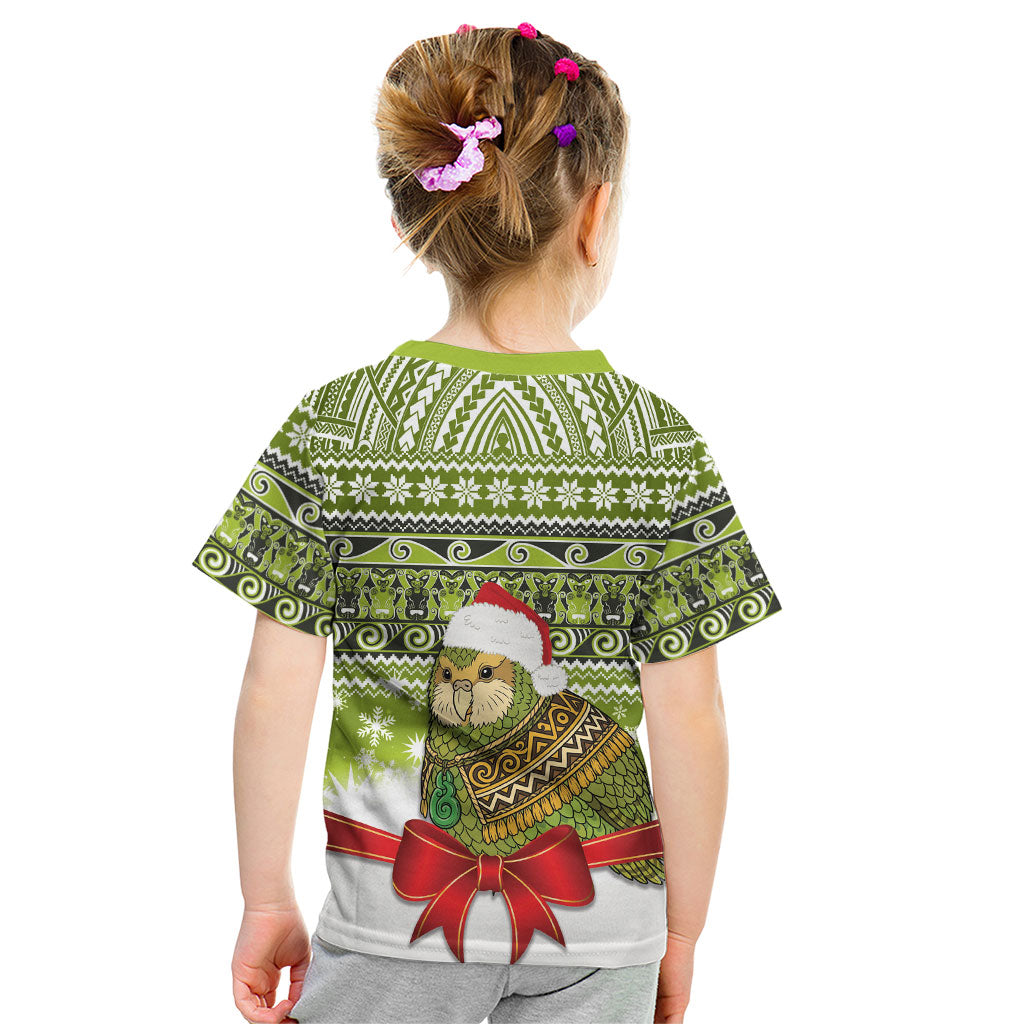 New Zealand Kakapo Christmas Kid T Shirt Maori Inspired Knitted Patterns LT9 - Polynesian Pride