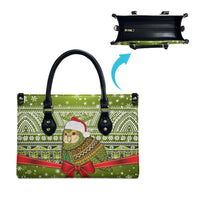 New Zealand Kakapo Christmas Leather Bag Maori Inspired Knitted Patterns LT9 - Polynesian Pride