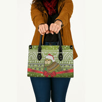 New Zealand Kakapo Christmas Leather Bag Maori Inspired Knitted Patterns LT9 - Polynesian Pride