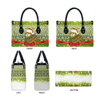 New Zealand Kakapo Christmas Leather Bag Maori Inspired Knitted Patterns LT9 - Polynesian Pride