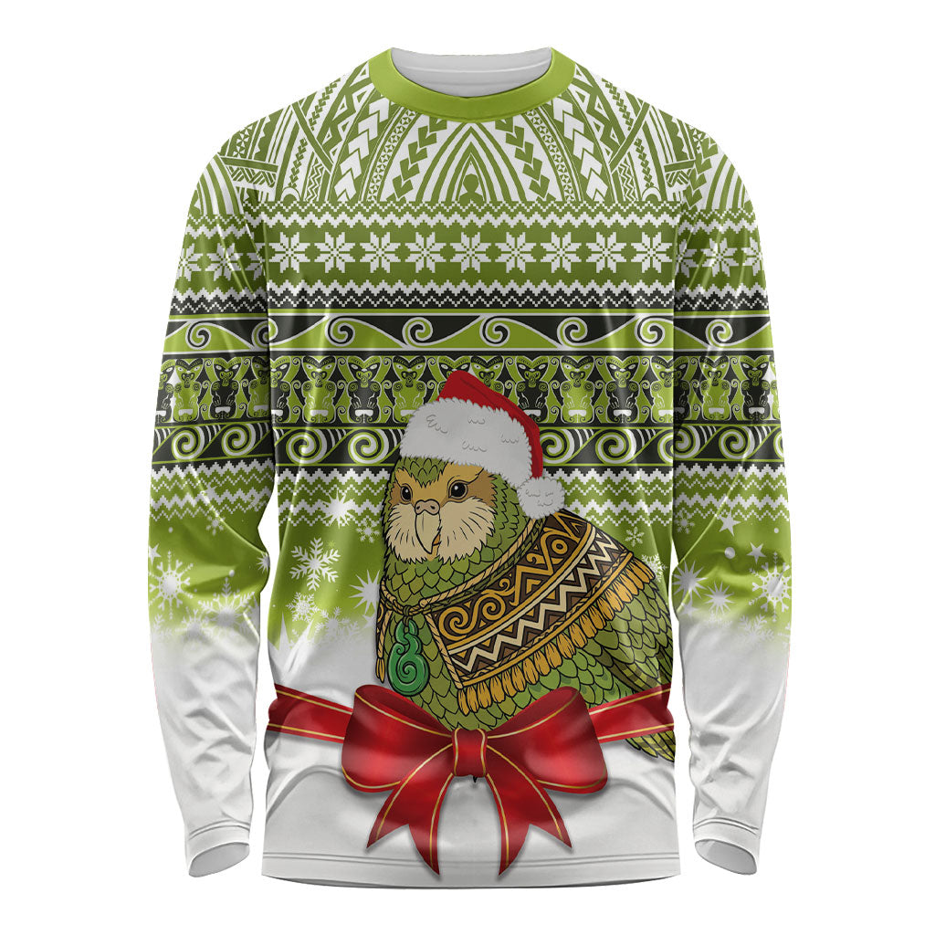 New Zealand Kakapo Christmas Long Sleeve Shirt Maori Inspired Knitted Patterns