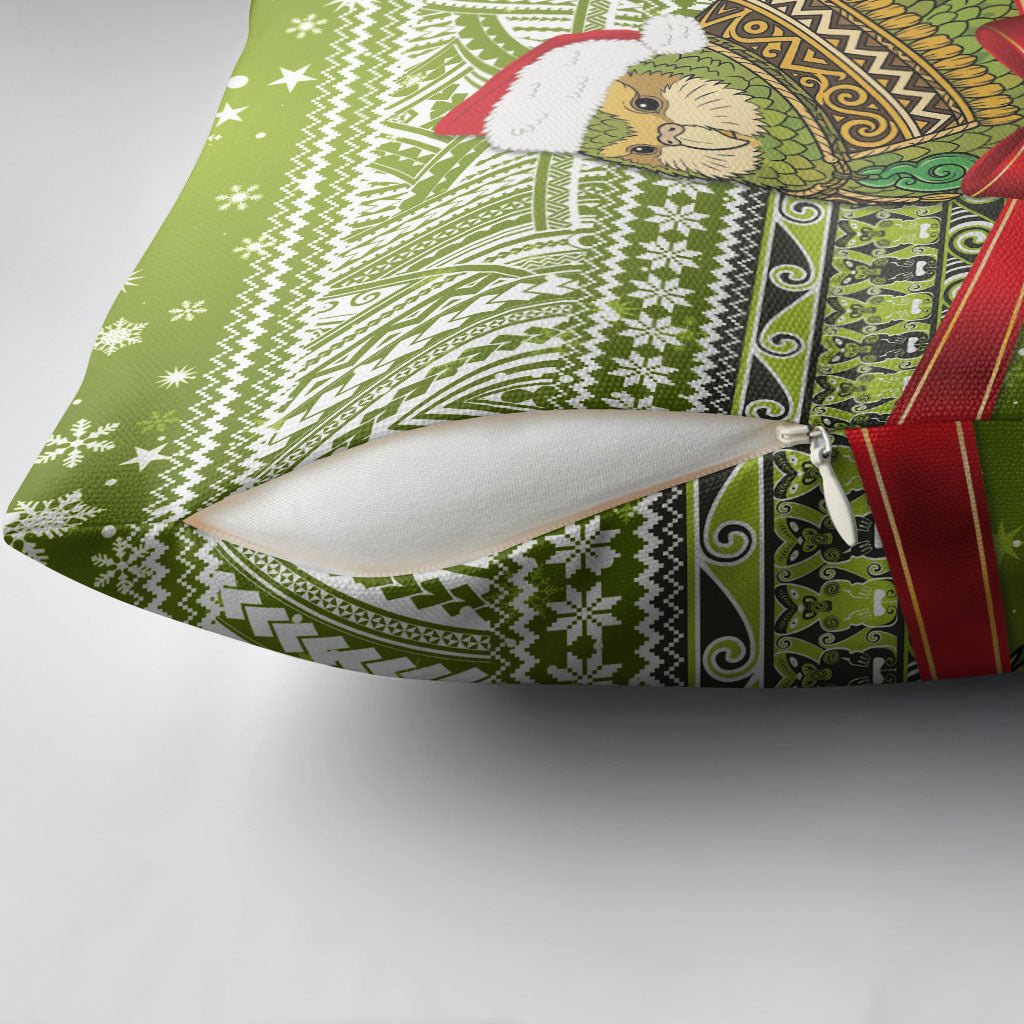 New Zealand Kakapo Christmas Pillow Cover Maori Inspired Knitted Patterns LT9 - Polynesian Pride