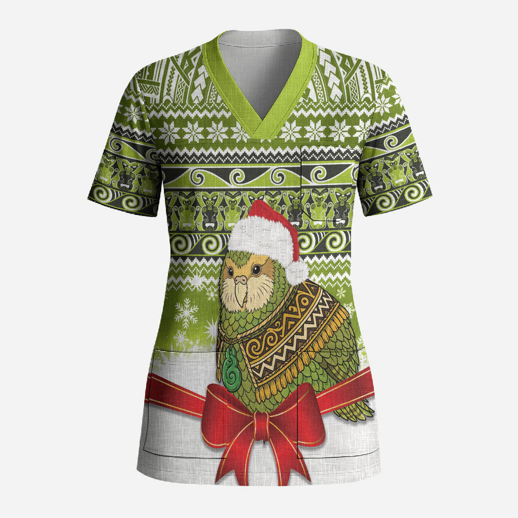 New Zealand Kakapo Christmas Scrub Top Maori Inspired Knitted Patterns