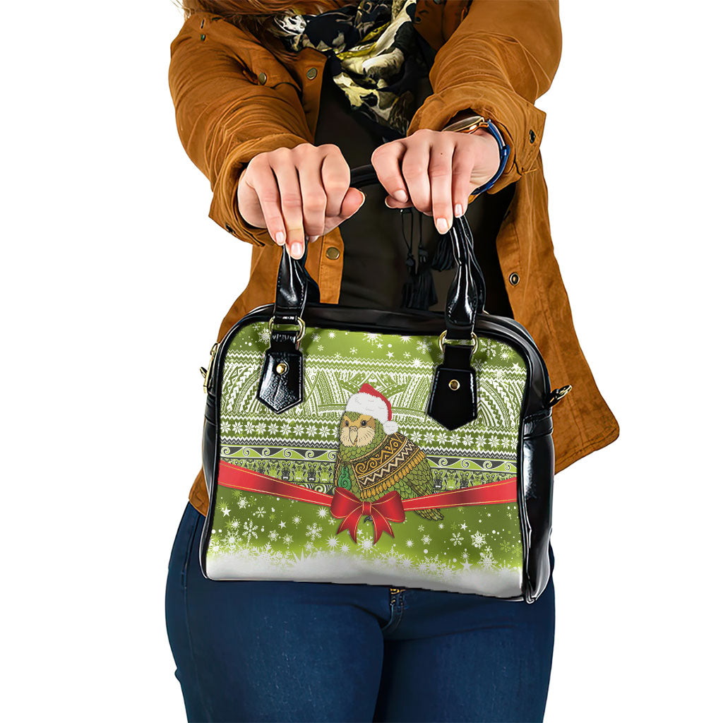 New Zealand Kakapo Christmas Shoulder Handbag Maori Inspired Knitted Patterns LT9 One Size Green - Polynesian Pride