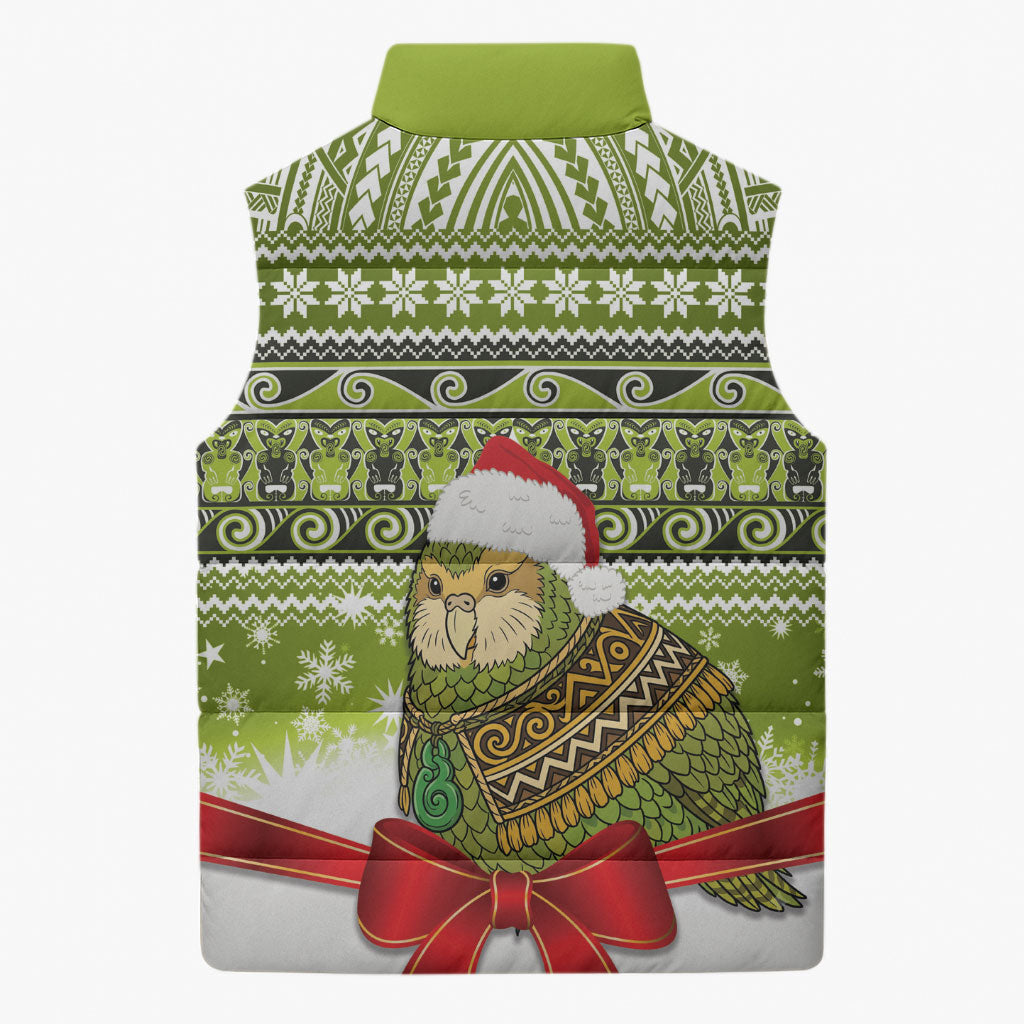 New Zealand Kakapo Christmas Sleeveless Puffer Jacket Maori Inspired Knitted Patterns LT9 - Polynesian Pride