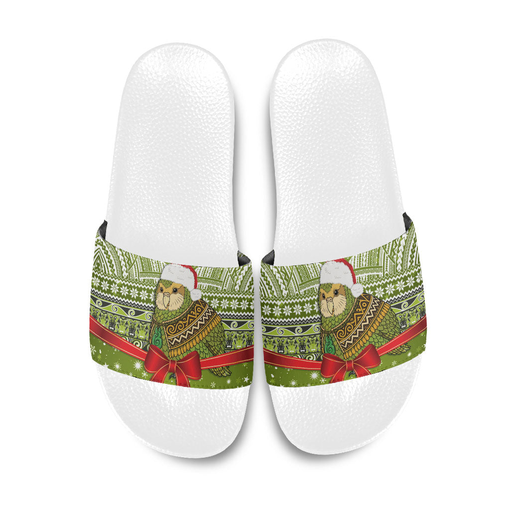 New Zealand Kakapo Christmas Slide Sandals Maori Inspired Knitted Patterns LT9 Green - Polynesian Pride