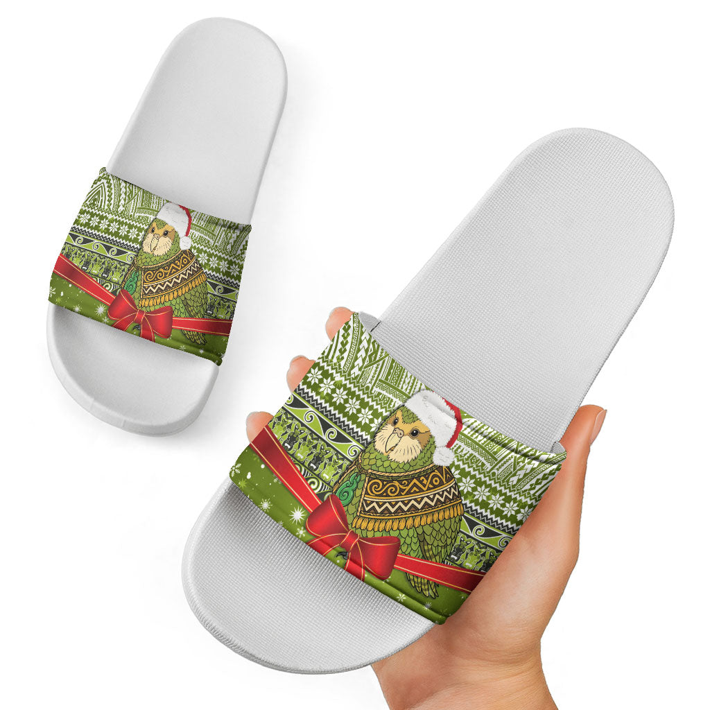 New Zealand Kakapo Christmas Slide Sandals Maori Inspired Knitted Patterns LT9 - Polynesian Pride