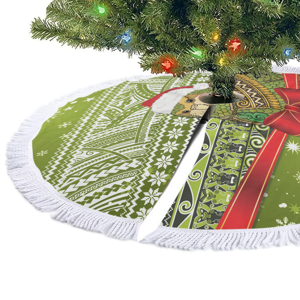 New Zealand Kakapo Christmas Tree Skirt Maori Inspired Knitted Patterns LT9 - Polynesian Pride