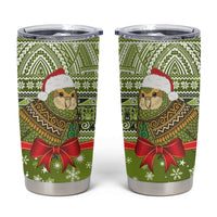 New Zealand Kakapo Christmas Tumbler Cup Maori Inspired Knitted Patterns LT9 Green - Polynesian Pride