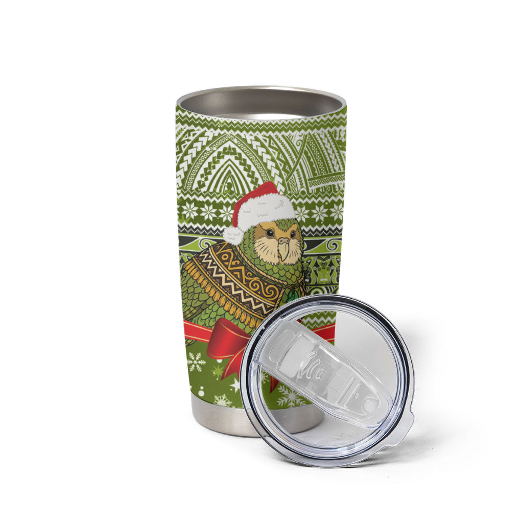 New Zealand Kakapo Christmas Tumbler Cup Maori Inspired Knitted Patterns LT9 - Polynesian Pride