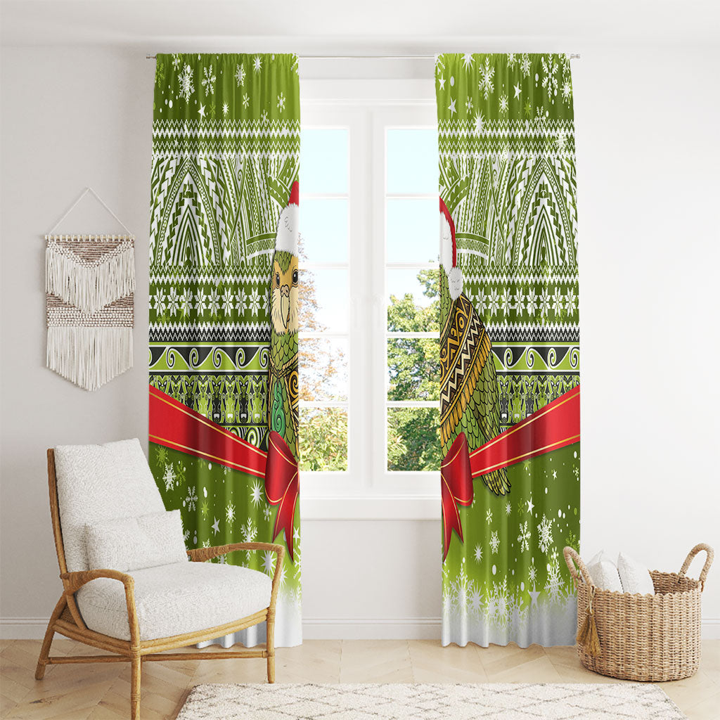 New Zealand Kakapo Christmas Window Curtain Maori Inspired Knitted Patterns LT9 - Polynesian Pride