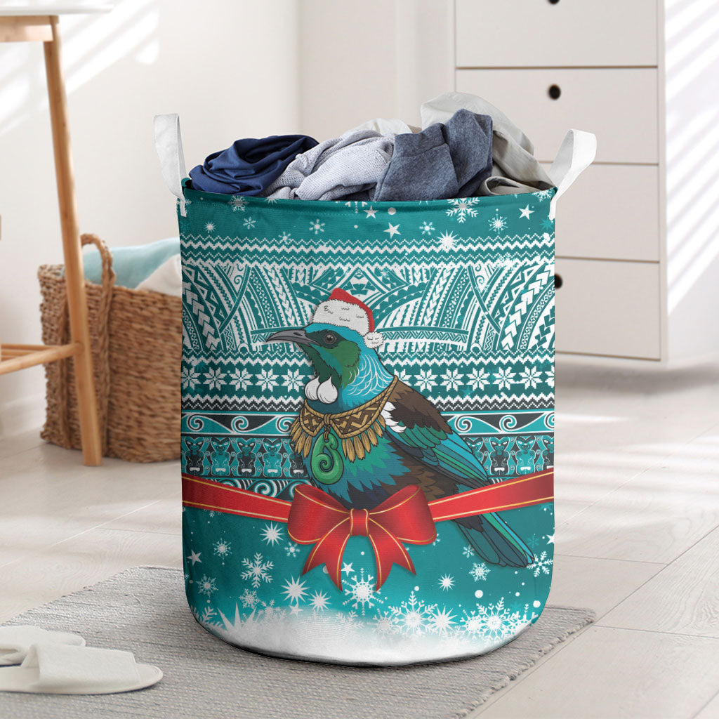New Zealand Tui Bird Christmas Laundry Basket Maori Inspired Knitted Patterns